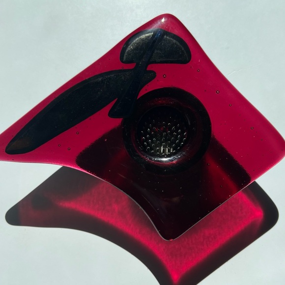 Artist Shelly Szekely Handcrafted glass Fused Dichroic Glass incense holder - Picture 4 of 9